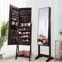 Retro Large Capacity Makeup Jewellery Storage Handbag Organiser Mirror Cabinet Full Length Mirror Jewellery Perfum Cabinet Shelf