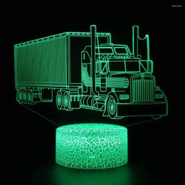 Night Lights Nighdn Truck LED Light For Kids 3D Illusion Lamp 7 Colours Changing Bedroom Decorations Birthday Gifts Boys Teens