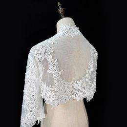 3/4 Sleeve Lace Bridal Bolero Jacket Elegant White Cheap Wedding Jackets