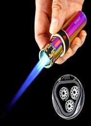 JOBON Triple Torch Lighter Windproof Gas Flint Lighter Refill Jet Powerful Flame Metal Spray Gun Kitchen Pipe Cigar Lighter Gift G7006845