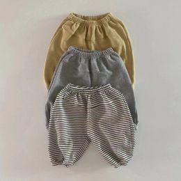 Trousers Autumn Winter New Baby Loose Trousers Thicken Infant Girl Boy Striped Sweatpants Toddler Casual Pants Kids Warm Harem Pants