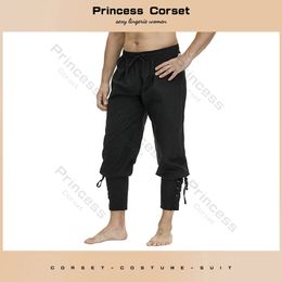 Mediaeval Pants Viking Costume for Men Women Pirate Trousers Lace Up Renaissance Pants Pirate Brown Black Plus Size Halloween