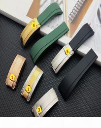 Quality Green Black 20mm silicone Rubber Watchband watch band For Role strap GMT OYSTERFLEX Bracelet logo on9537126