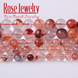 7A Semi-precious Natural Red Flower Crystal Quartz Beads For Jewellery Making Round Loose Stone Beads DIY Bracelets 6/8/10mm 15"