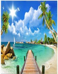 3d wallpaper custom po Nonwoven mural Ocean Beach Wooden Bridge room decor painting picture 3d wall muals wall paper for walls6117784