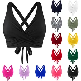 Women's Swimwear Womens Bikini Top Women Lace Up Underwire Full Coverage Push Swim Crop Bathing Suit Tops Female Swimsuit