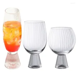 Wine Glasses 2pcs Fashion Art 200-500ml Vertical Stripes Goblet Whisky Champagne Brandy Cocktail Beer Steins Glass Cup Set Drinkware Gift