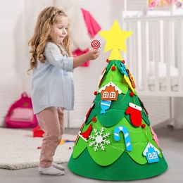 Baby Montessori Toy Kids DIY Felt Christmas Tree Merry Christmas Decorations For Home 2022 Christmas Ornaments Gifts Xmas Tree