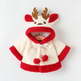 Animals Cute Elk Plush Baby Jacket 2022 Autumn Winter Baby Girls Coat Warm Hooded Outwear Christmas Princess Cloak Toddler Girl Clothes