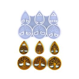 Shiny Glossy Tree Life Ornament Silicone Epoxy Resin Mould DIY Keychain Pendant Jewellery for Valentine Gift Crafts