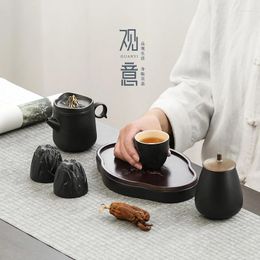 Teaware Sets Adults Tea Set Chinese Black Charms Porcelain Portable Pot And Cup Gift Box Tetera Porcelana BG50TS