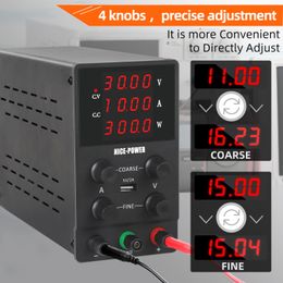 LED 4-Digit DC Switching Power Supply 30V 10A 60V 5A Adjustable Power Source 4-knob Lab Voltage Stabiliser USB 5V 2A Regulator