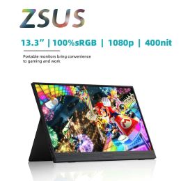 Monitors 13.3Inch Laptop Portable Monitor Switch Pc Game 400Cd / m² 1920*1080 Xbox Series x PS4 / 5 Cell Phone PC Extension