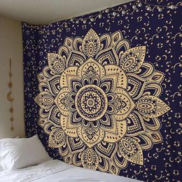 Tapestries Mandala Polyester 150x150cm Square Tapestry Wall Hanging Carpet Throw Yoga Mat For Home Bedroom Decoration