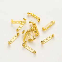 6pcs/lot 14K 18K Gold Blank Brooch Base Pin Clips Pendants Safety Pin Clasp Fitting DIY Jewelry Crafts Handmade Supplies