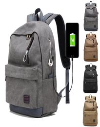 Vintage Men USB Charge Backpack Unisex Design Book Bags for School Casual Rucksack Daypack Oxford Canvas Computer Laptop Man Trave1060764