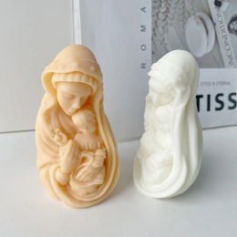 3D Mother Holding Baby Candle Silicone Mould DIY Handmade Aromatherapy Candle Making Plaster Resin Soap Mould for Desk Decoration