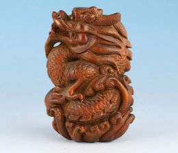 Decorative Figurines Chinese Boxwood Handwork Dragon Statue Tea Pet Fengshui Netsuke