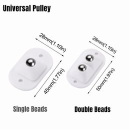 4pcs Rotated 360 Degrees Mini Non-perforated Adhesive Double Beads Universal Pulley for Storage Box / Furniture