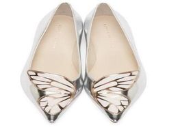 Sophia Webster Lady patent LeatherButterfly Wings Embroidery Sharp Flat Shallow Women039s Single Shoes Size 3442silver6292124