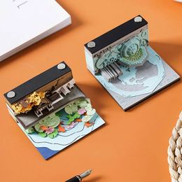 2024 Omoshiroi Block Memo Pad 3D Notepad Mini Mosque Model Paper Carving Art Sticky Notes Paper Office Decoration Accessories 240411