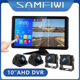 10.36" AHD 4CH IPS Touch Screen Monitor Recording DVR 1080P Car Rear View Camera Truck Vehicle Support FM Mirrorlink