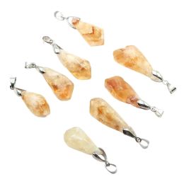 Natural Crystal Brazil Citrine Necklace Energy Lucky Healing Rough Stone Charm Pendant Women Men Making Jewelry Gifts Wholesale