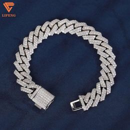 2024 Hip Hop Jewellery Round Cut 14mm Cuban Link Chain Iced Out Vvs Moissanite Diamond Hiphop Cuban Link Bracelet