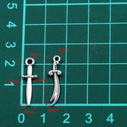 50PCS 2 Style New Small Knife Sword Charms Arms Pendant Jewellery Metal Alloy DIY Necklace Bracelet Earrings Handwork Marking