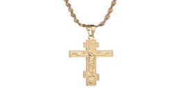 Gold Colour Russian Orthodox Christianity Church Eternal Cross Charms Pendant Necklace Jewellery Russia Greece Ukraine Gift8139365