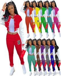 Fall Winter Desinger Women Baseball Jackets Set Tracksuits Two Piece Sports Outfits Fashion Sweatpants Varsity Sweatsuits8638744