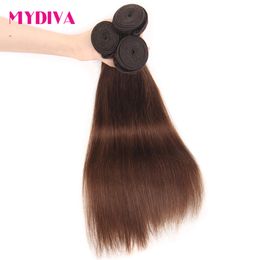 #6 Chesnut Brown Human Hair Weave Bundles 1/3/4 Pieces Pre Colored #4 Brazilian Straight Human Hair Extensions 30 32 34 36 Inch