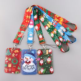 Christmas Lanyards Keychain Santa Claus Neck Strap Phone Buttons ID Card Holder Lanyard for Keys DIY Hanging Rope Lanyard