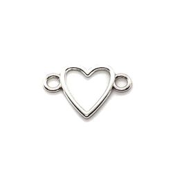 100pcs lot Antique Silver Plated Heart Link Connectors Charms Pendants for Jewelry Making DIY Handmade Craft 16x24mm228I