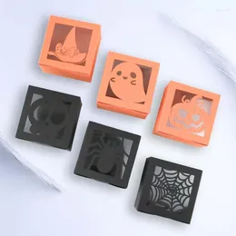 Gift Wrap 10Pcs Halloween Paper Boxes PVC Window Biscuit Ghost Favor Candy Creative Cake Packaging Bag Easter