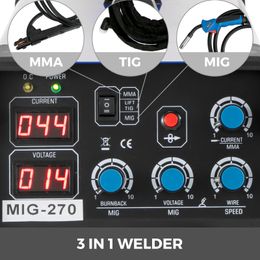 3 in 1 Welding Machine TIG MMA MIG Welder IGBT Semi Automatic Welding Machine MIG250 /270A ARC Inverter Dual Voltage Burnback