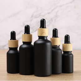 5/10/15/20/30/50/100ml Dropper Empty Bottle Refillable Frosted Black Glass Squeeze Wholesale Bulk For Essential Oil Aromatherapy