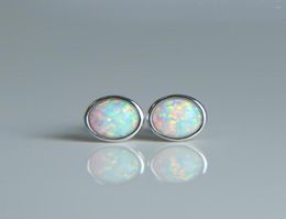 Stud Earrings 925 Sterling Silver Bezel Setting Ear Jewellery For Women Fashion White Fire Opal Wedding Top Quality4033226