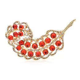 Wuli&baby Beautiful Feather Brooches For Women Unisex 2-color Classic Leaf Party Office Brooch Pin Gfits