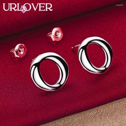 Stud Earrings URLOVER 925 Sterling Silver Earring For Woman Hollow Circle Fashion Party Birthday Wedding Charm Jewelry Gifts