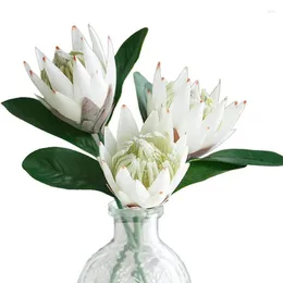 Decorative Flowers XD-3Pcs Artificial Fake Silk Plastic Flower Arrangements Decor Bouquet For Wedding Table Centrepieces Without Vase