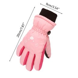 Children Skiing Cycling Gloves Toddler Thick Warm Mittens Waterproof Windproof Outdoor Sports Bear Face Snowboard Gloves