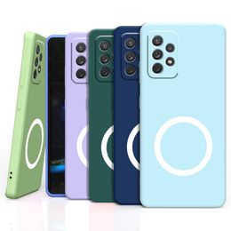 Silky Liquid Silicone Magnetic Charging Case for Samsung Galaxy A72 A52 A52S A32 M12 4G /5G Drop-proof Full-wrap Phone Case
