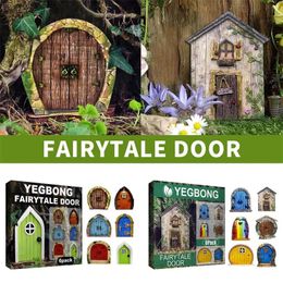 6Pcs Miniature Fairy Gnome Door Figurines Elf Home For Yard Art Garden Tree Sculpture Statues Decor Outdoor 240411