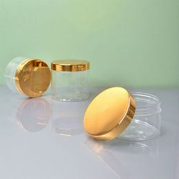 20/50/100Pcs Mini Portable Round Pot 10g/1OZ/2OZ Transparent Golden Lid Container Cosmetic/Nail Powder Filling Sealed Jar%BO0018