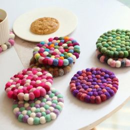 Table Mats Round Drink Felt Balls Handmade Insulated Placemats Material Suitable For Decoration