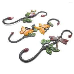 Decorative Figurines Cast Iron Art Painting S-type Animal Hook With Hanging Basket Flower Pot Garden Decoration Hooks