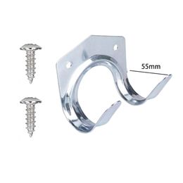 5pcs Silver Metal Tool Storage Wall Hook Double Hanger Holder Hanging Hooks Garden Kitchen Garage Housekeeper Clothes Rack