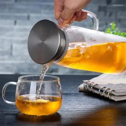 Hip Flasks Glass Cold Water Jug Heat Resisting Borolicate Fruit Juice Lemonade Pot Flower Tea Pitcher Kettle Household Drinkware
