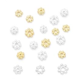 10pcs 14K Gold/Silver Plated Copper Flower Spacer Beads for DIY Bracelet Necklace Earrings Jewelry Making Findings 4.5/5.5mm